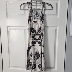 Elegant Black and White Patterned Midi Dress
